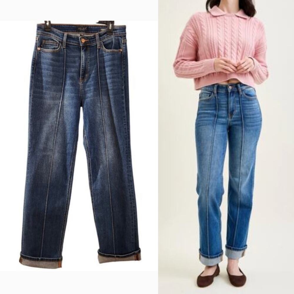 JUDY BLUE Sally High Rise Front Seam Straight Jeans, Size 11/30